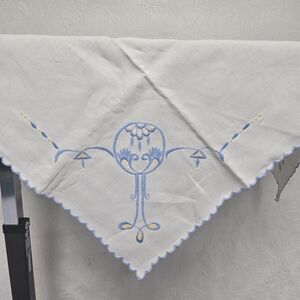 Vintage Embroidered Blue Baby Rattle Burping Cloth Feeding Towel Heritage Money